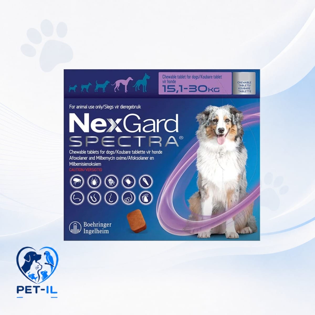 NexGard SPECTRA טבליות לעיסה - טיפול בפרעושים וקרציות לכלבים