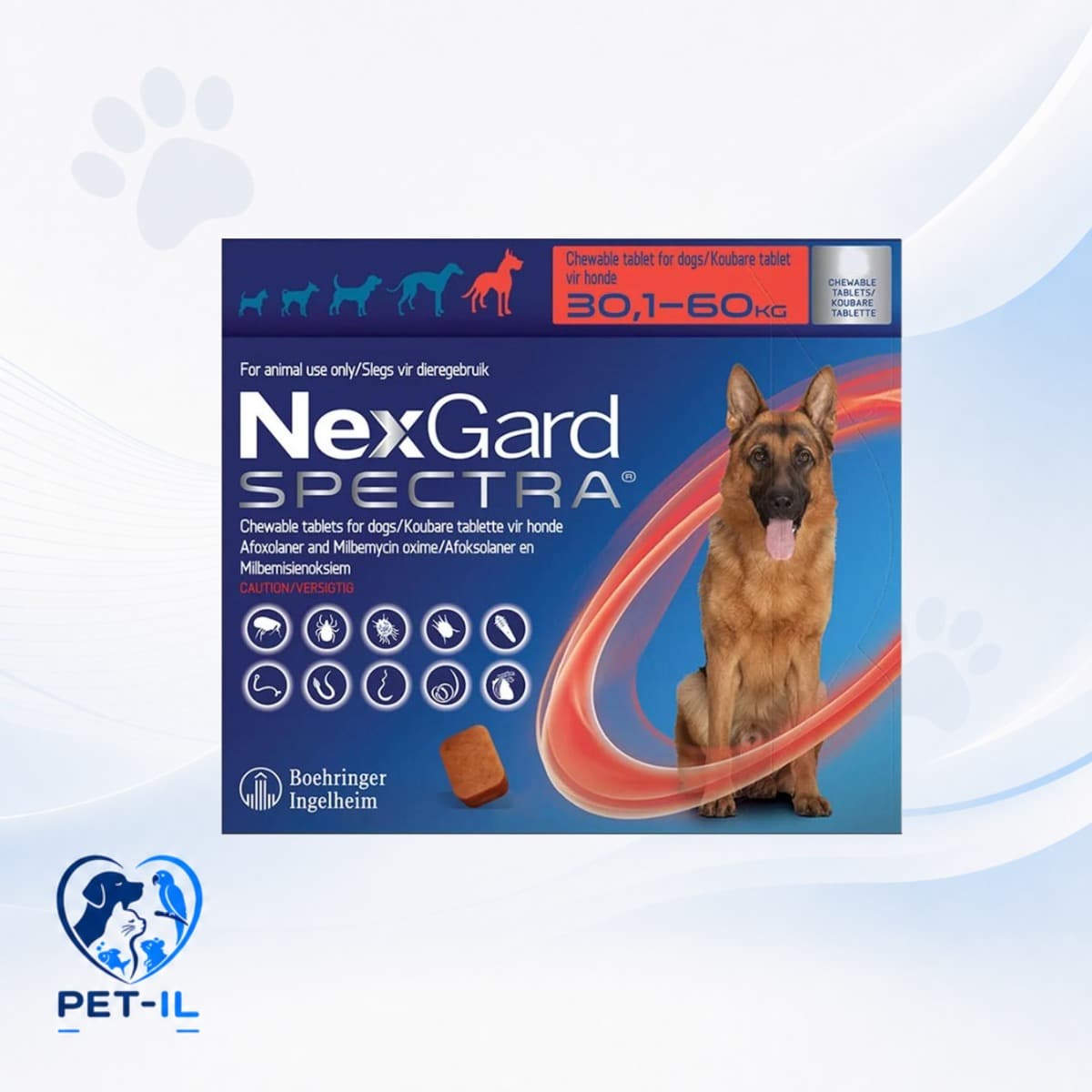 NexGard SPECTRA טבליות לעיסה - טיפול בפרעושים וקרציות לכלבים