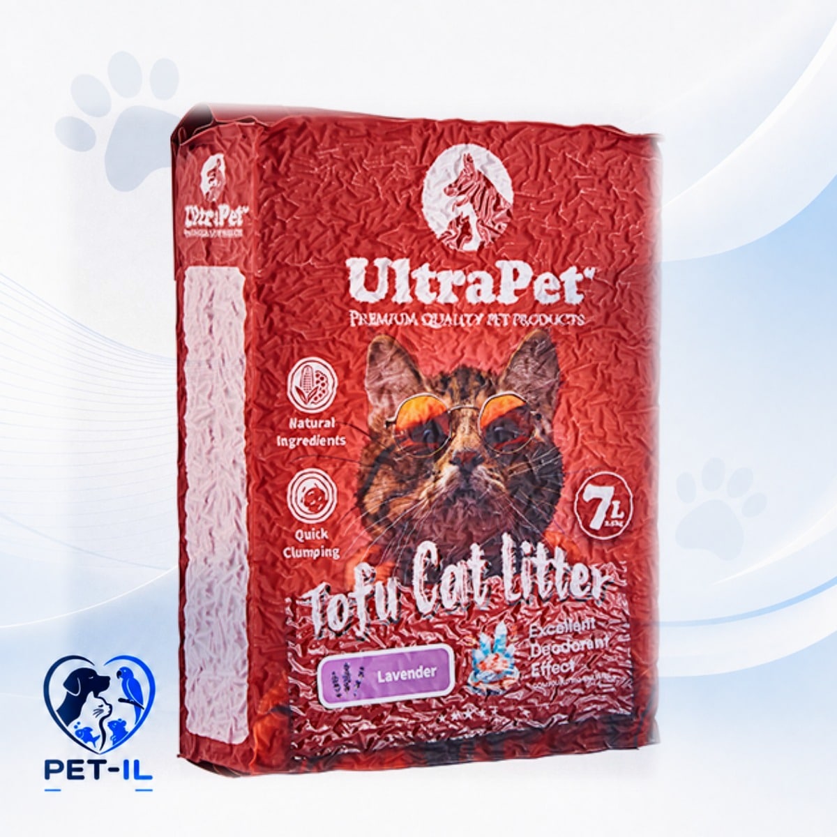 UltraPet חול טופו בניחוח לבנדר נשטף באסלה - חול לחתולים